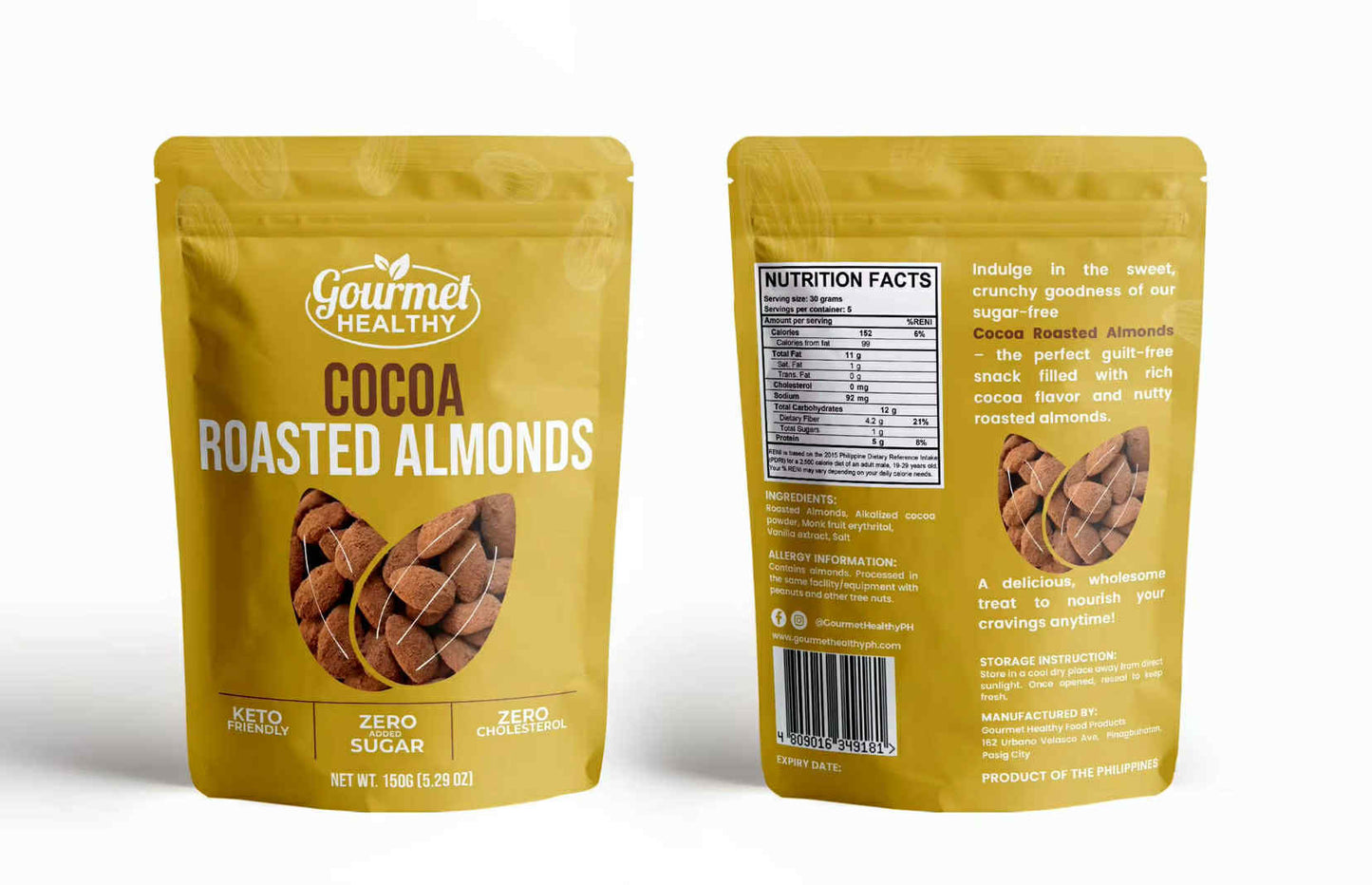 Gourmet Healthy Cocoa Roasted Almonds - 150g